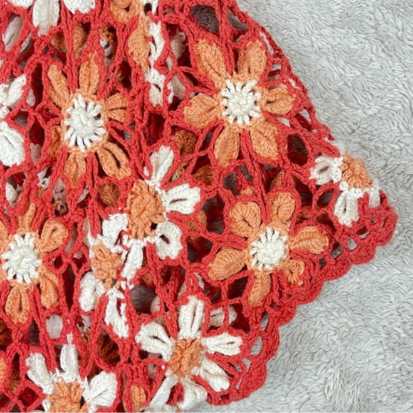 Vintage Y2K Crochet Daisy Knit Sweater Cardigan Button Medium - Picture 11 of 16